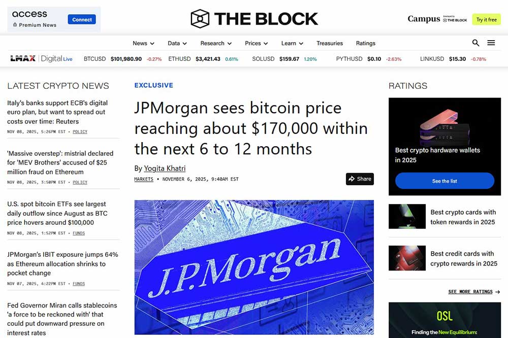 THE BLOCK JPモルガンビットコイン予想