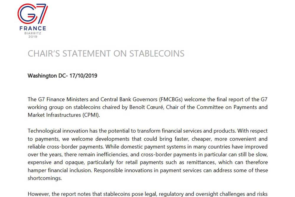 Chair's Statement on Stablecoins