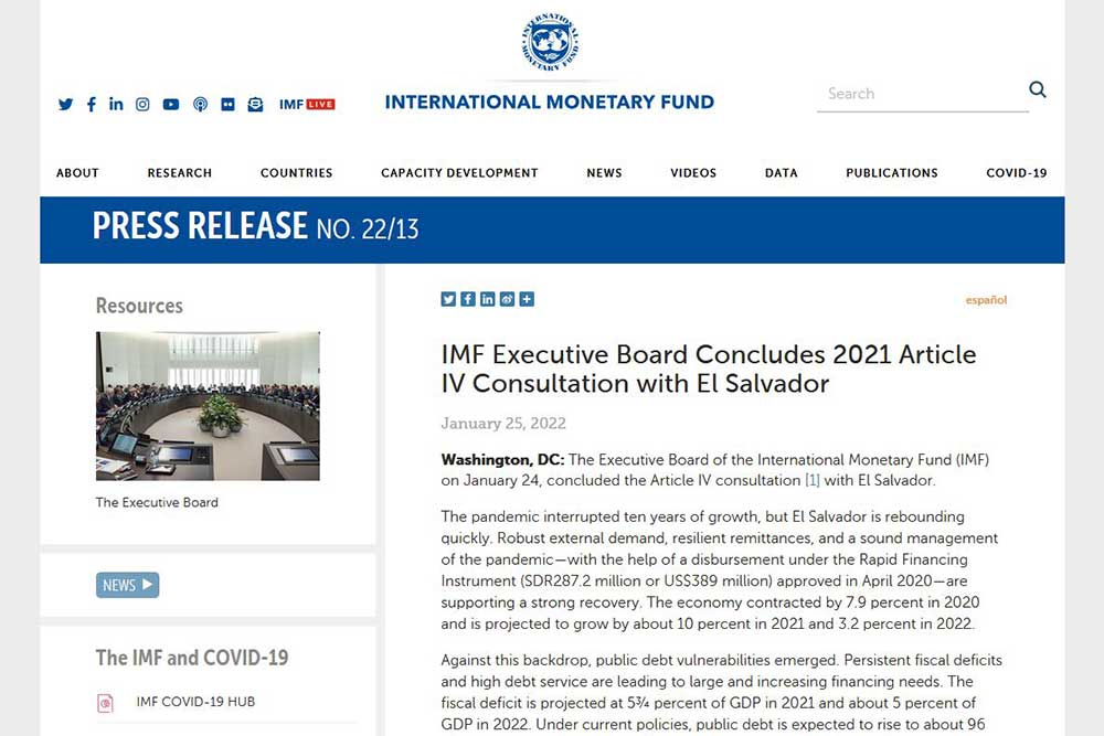 IMF PRESS RELEASE　2022.1.25.