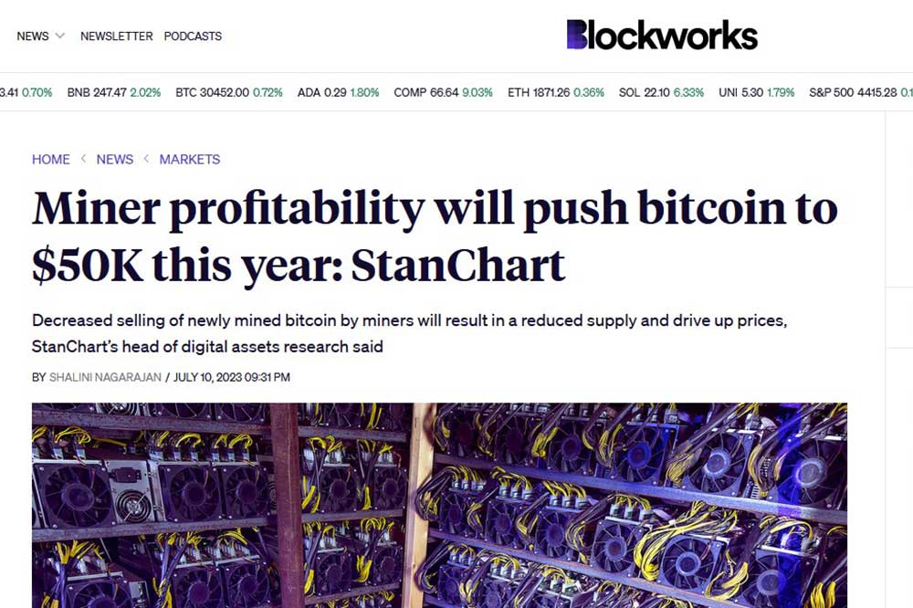 Blockworks スタンダードチャータード銀行のビットコイン価格予想上方修正