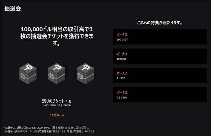 Bybit「トレードの秋王者決定戦」抽選会特典